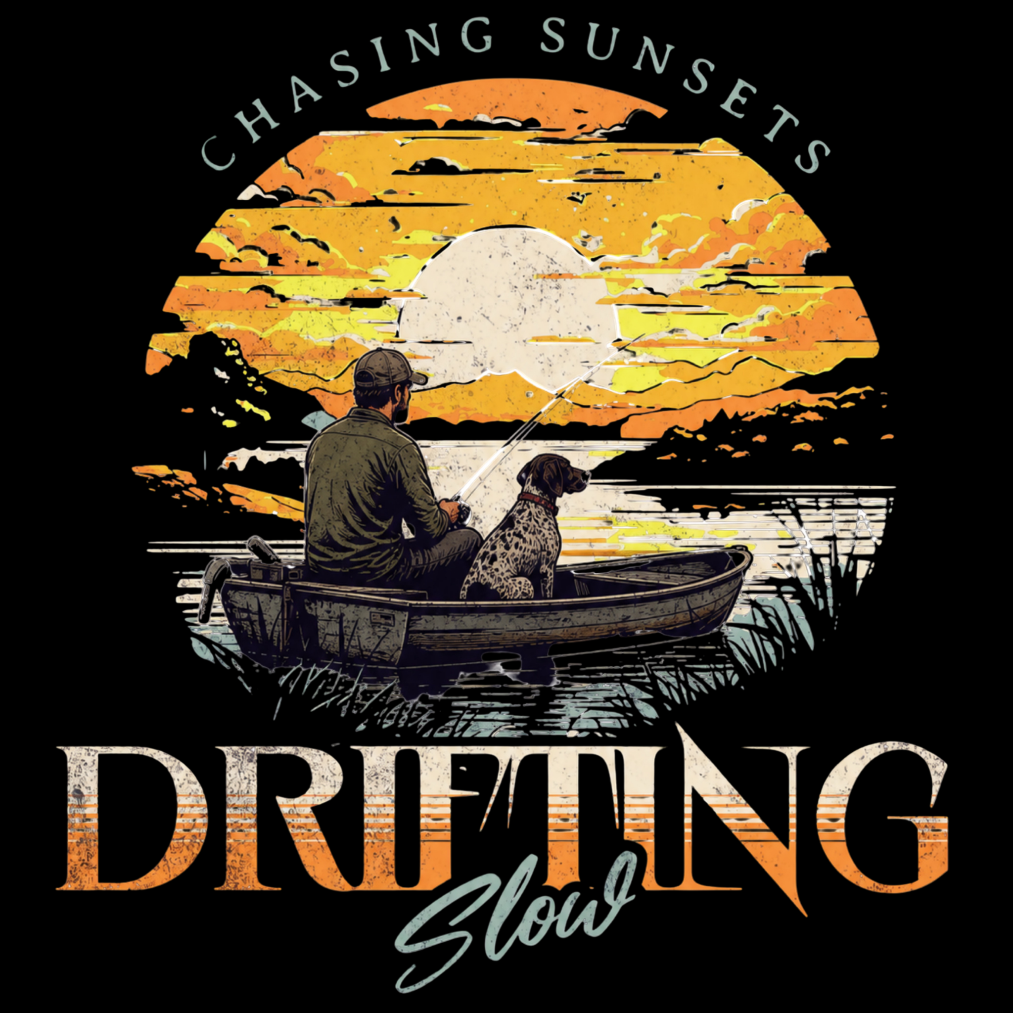 Drifting Slow Chasing Sunsets German Shorthair Black T-shirt | Upland Point Co.