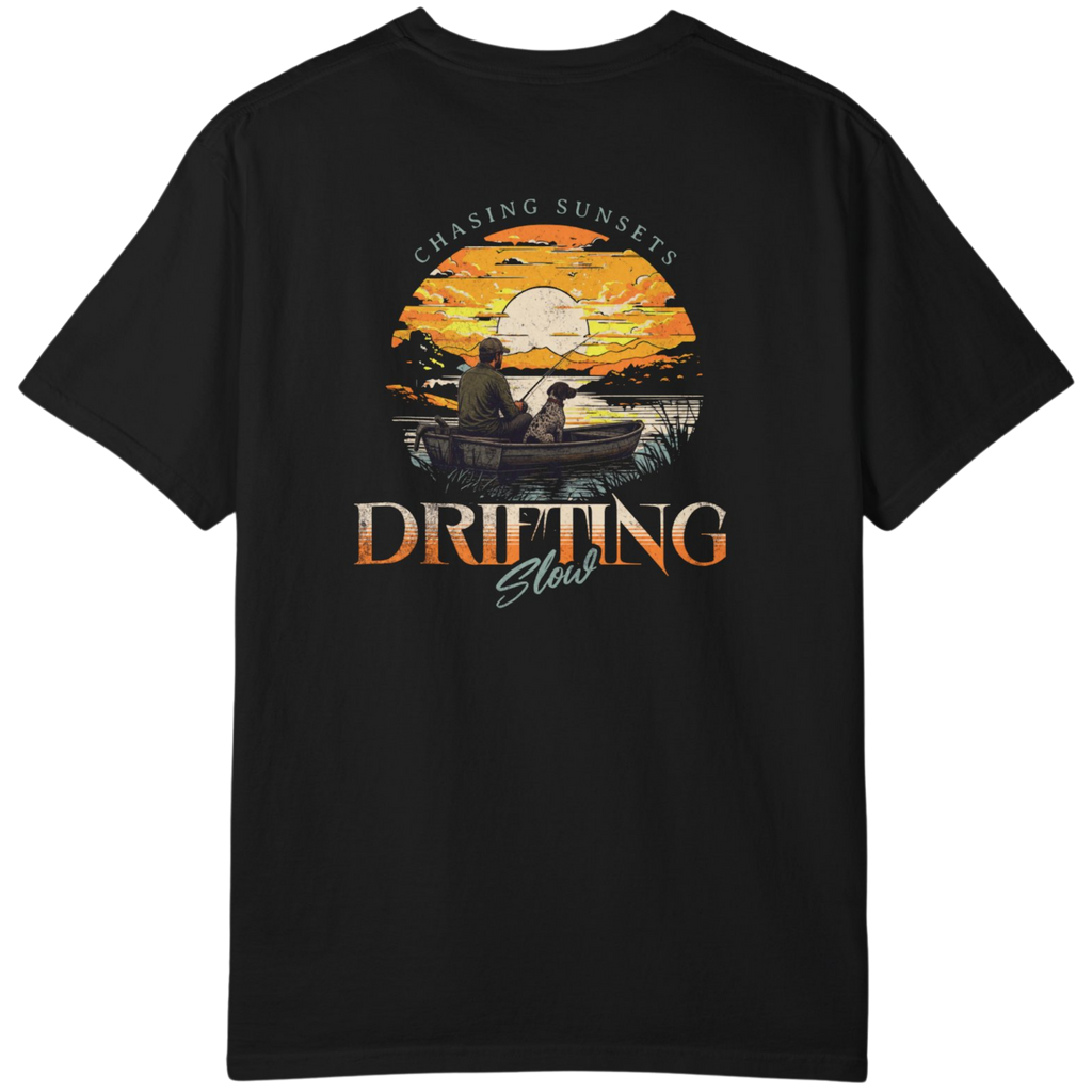 Drifting Slow Chasing Sunsets German Shorthair Black T-shirt | Upland Point Co.