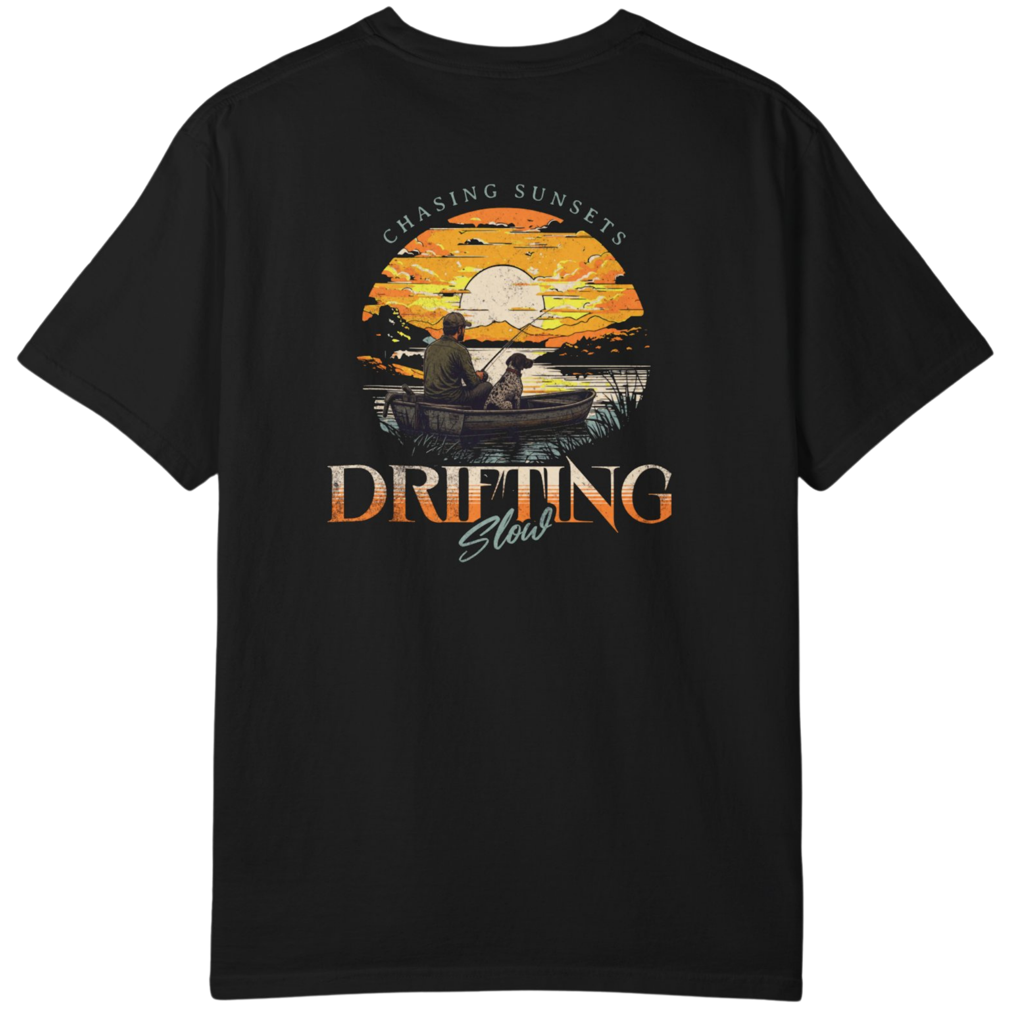 Drifting Slow Chasing Sunsets German Shorthair Black T-shirt | Upland Point Co.