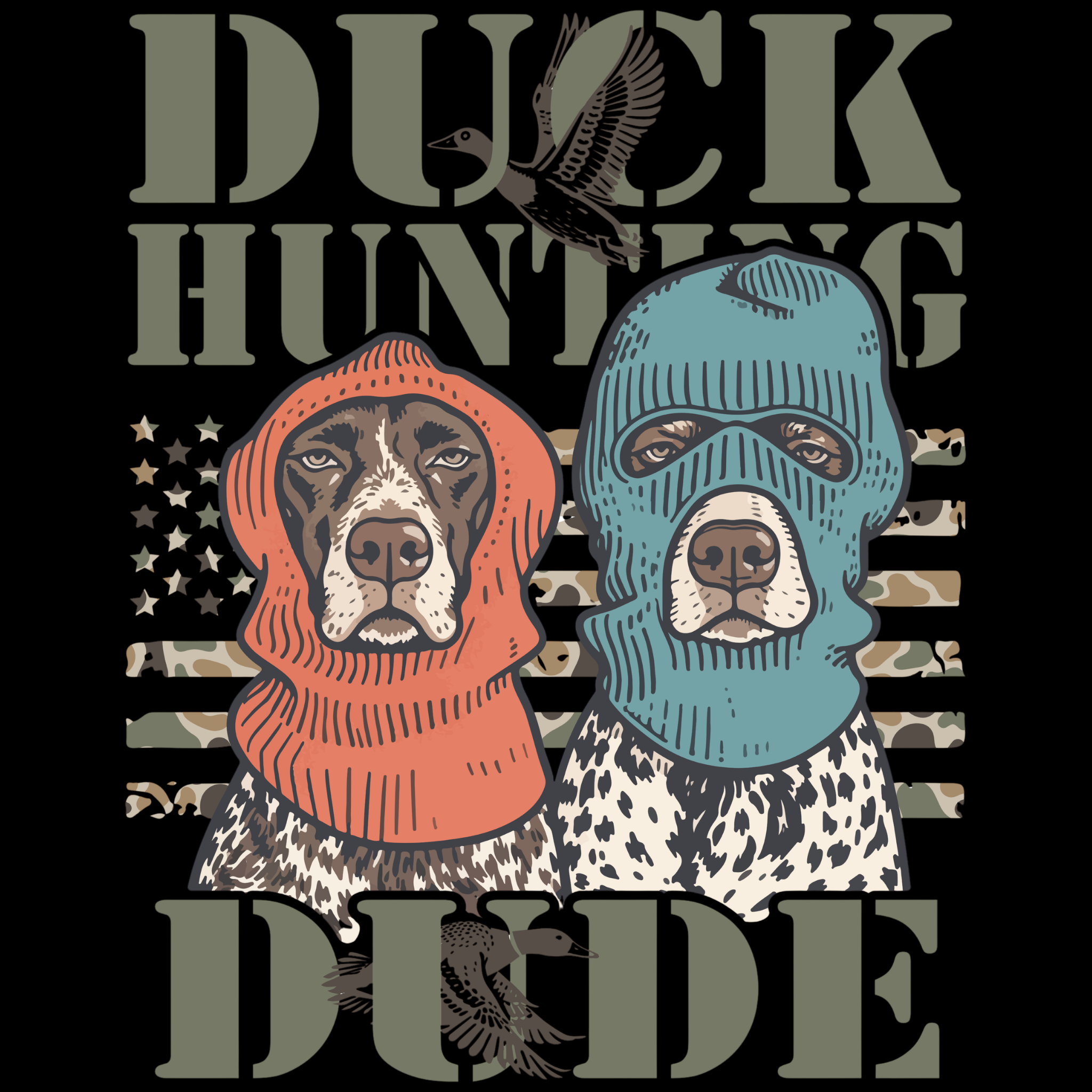 Duck Hunting Dude" GSP Camo Flag T-Shirt | Upland Point Co.
