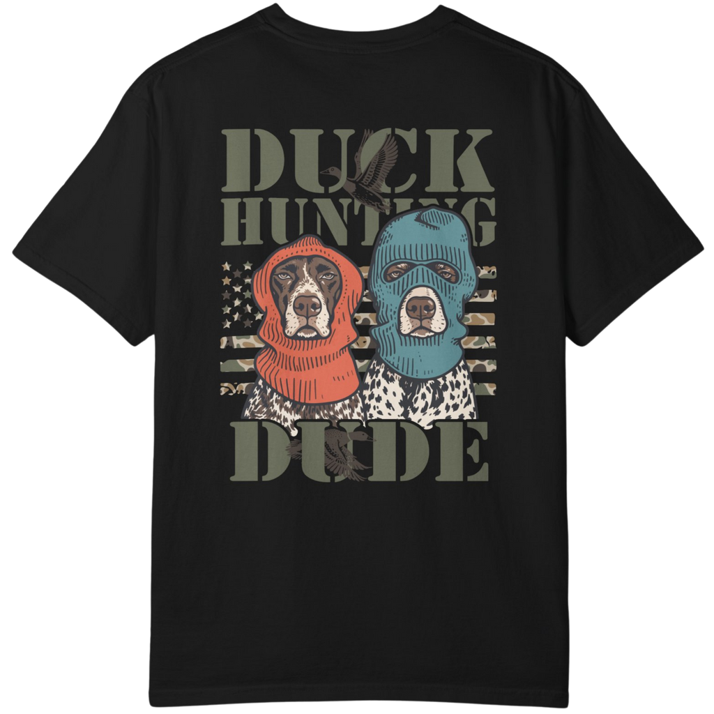 Duck Hunting Dude" GSP Camo Flag T-Shirt | Upland Point Co.
