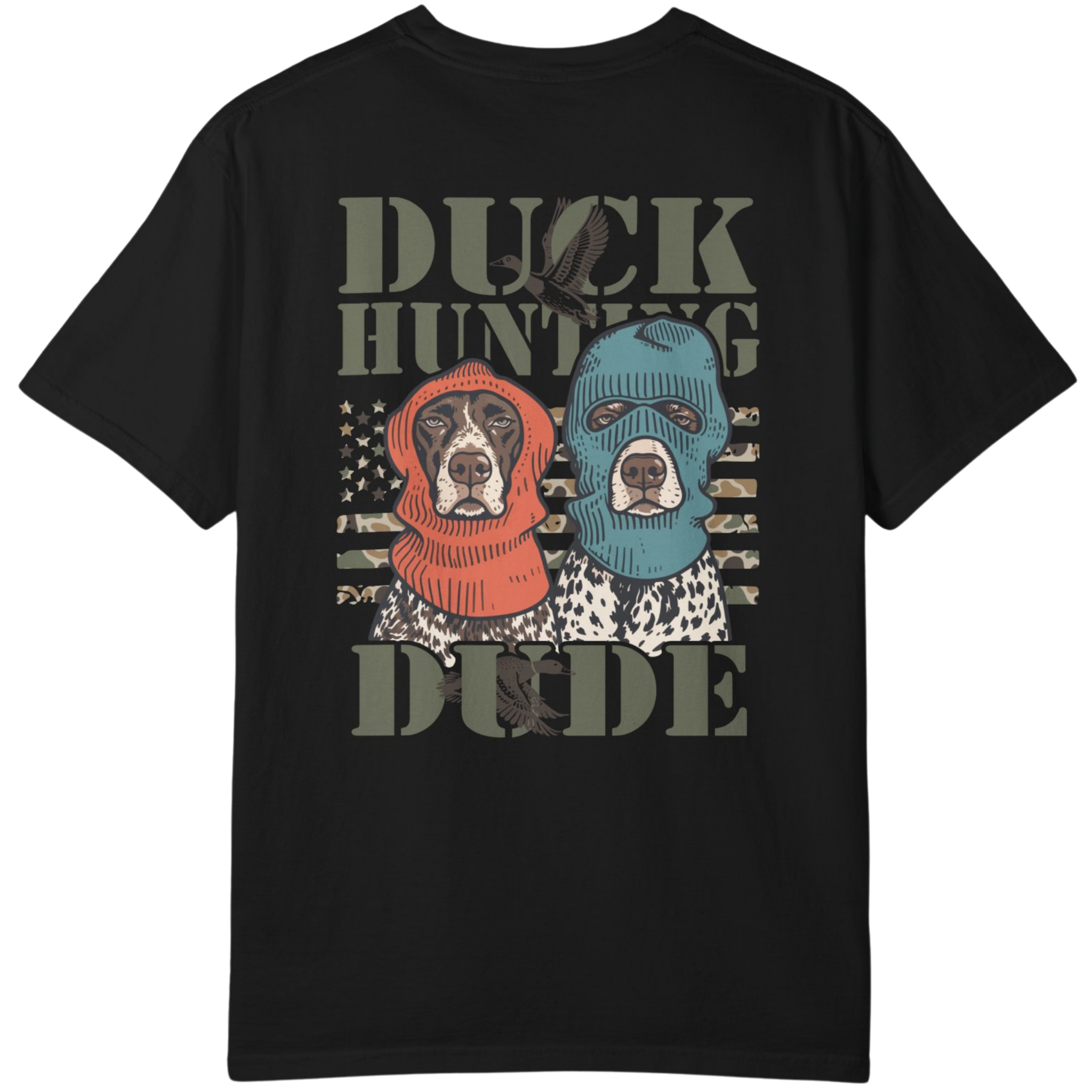 Duck Hunting Dude" GSP Camo Flag T-Shirt | Upland Point Co.