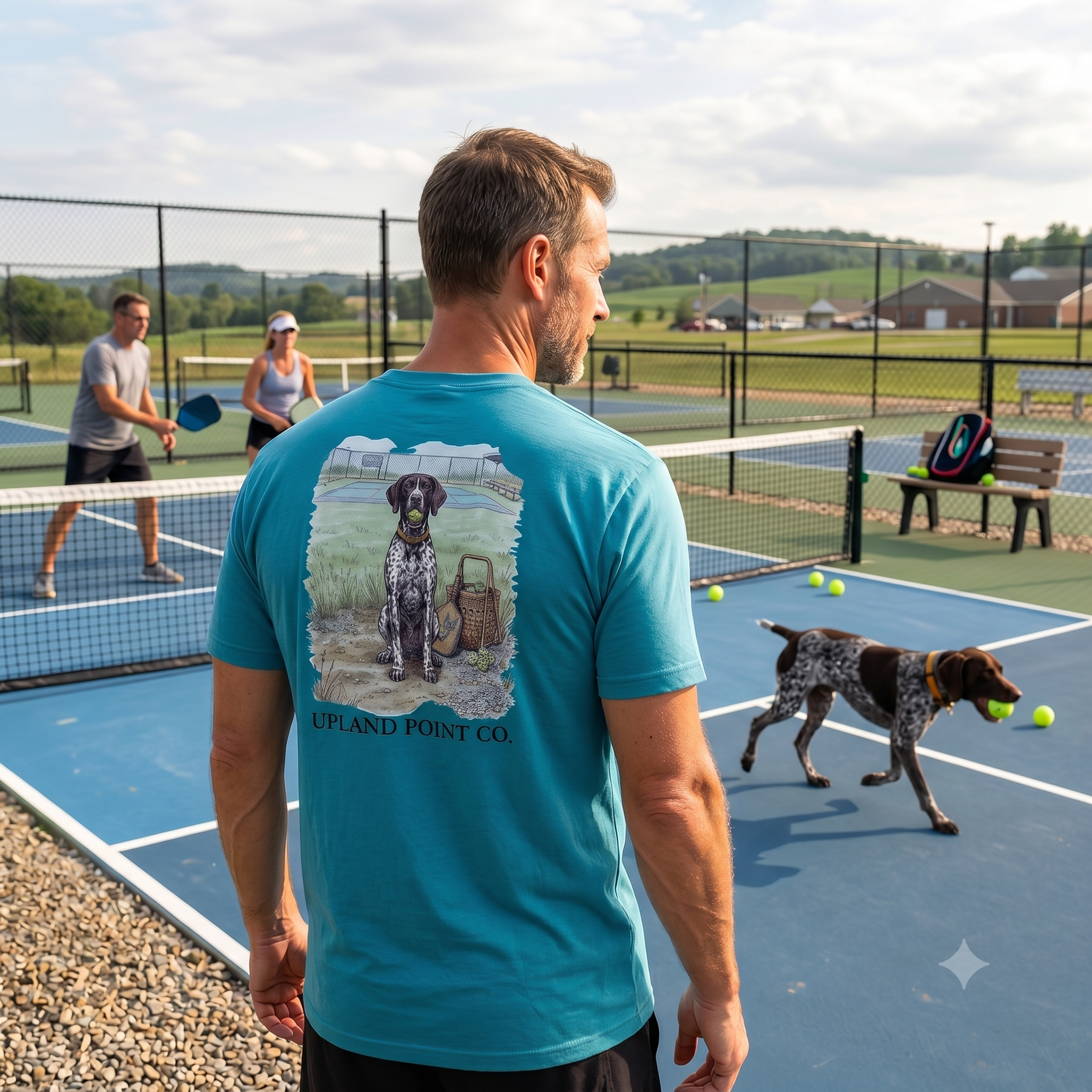 The Court Side GSP Tee | Retro German Shorthaired Pointer Pickleball Shirt