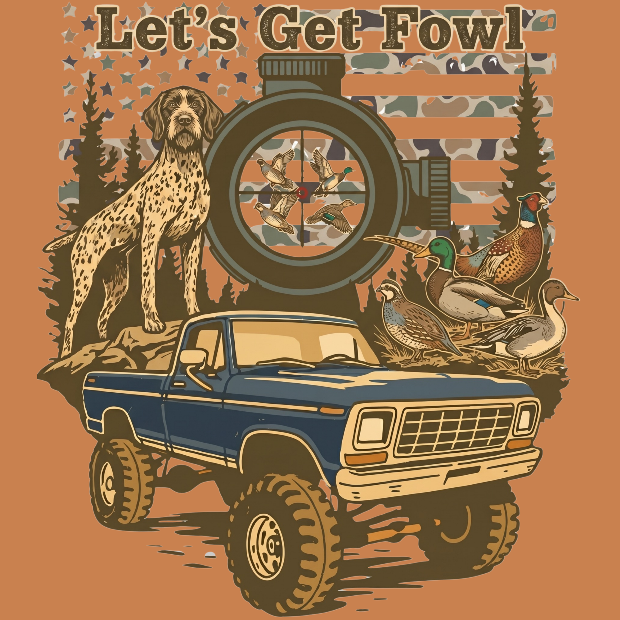 Let's Get Fowl" Vintage Truck & GSP Hunting T-Shirt | Upland Point Co.